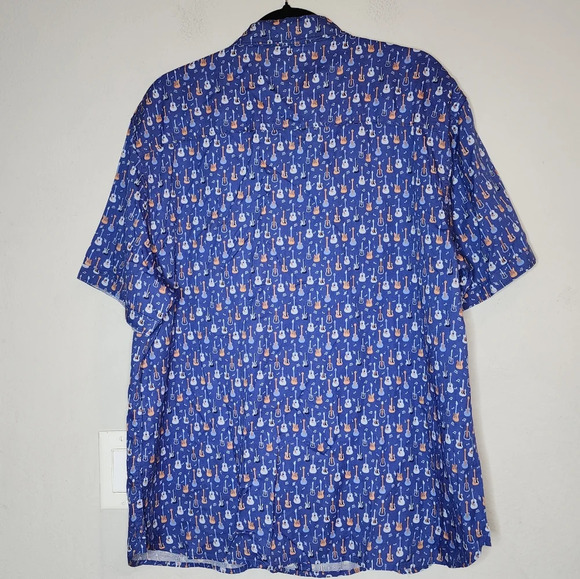 Age Of Wisdom Modal Guitar Printed Blue Short Sleeve Button Down Shirt XL new - Picture 6 of 14